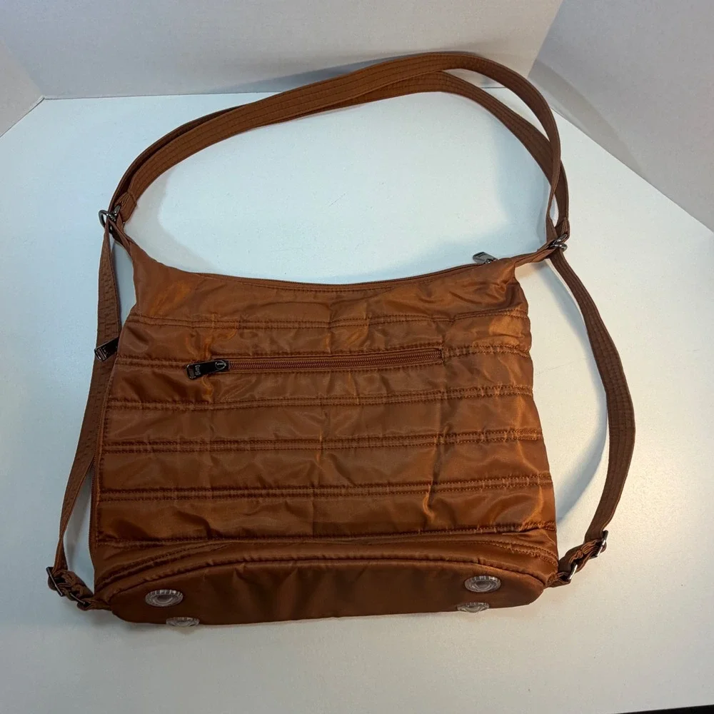 Lug Zipliner Convertible Tote Backpack Women Medium Copper Brown Quilted Bag